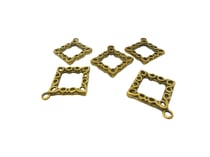 8 Breloques ethniques losange décoré 24*21mm couleur bronze