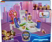 La super pat patrouille le film : le quartier general dans la ville mr hellinger + 4 figurines : pat patrouille junior + liberty - paw patrol tour de controle