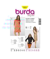 Patron Burda 7031 Robe et Tee-Shirt taille n°FR 36-46