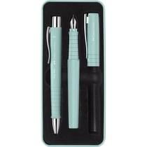 Stylo à bille et stylo plume - Vert turquoise - Encre bleue - Soft touch - Grip - Faber-castell - Poly Ball