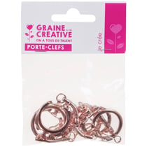 Graine Créative - Porte-clefs or rose avec mousquetons (x6)