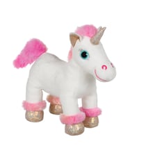 Peluche - Peluche Lica Bella sonore, blanche et rose 22 cm