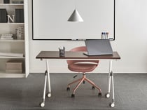 Bureau Pliant Marron Foncé et Blanc Structure en Métal Rectangulaire à Roulettes Mobile 120 x 60 cm Style Moderne