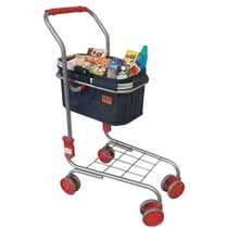 Chariot avec panier en jeans et 40 miniatures