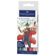 Set de 6 feutres PITT Artist Pen - FABER-CASTELL - Couleurs assorties - Pointes S, M et B