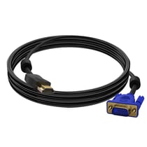 Câble HDMI Mâle vers VGA Mâle 15 Broches 1.8m Transmission Audio et Vidéo Noir
