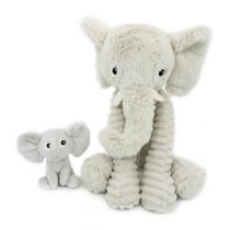 Peluche éléphant maman et son bébé gris - Les Déglingos