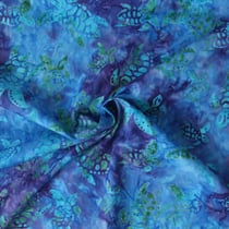 Tissu Coton imprimé Batik Tortika sur fond Bleu indigo - Au mètre
