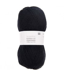 Pelote de laine à chaussettes à tricoter Superba bamboo UNI superwash - Rico Design Noir (006 - NOIR)