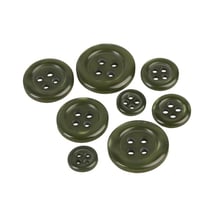 Lot de 3 boutons ronds 4 trous vert sapin