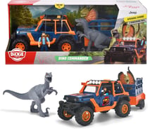 Commandant de Dinosaures - Dickie - 1 Jeep Wrangler avec remorque + 1 figurine articulée + 2 dinosaures