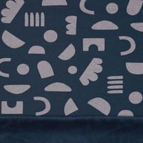 Tissu Sweat envers doudou motifs géo sur fond Bleu canard