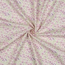 Tissu Popeline de Coton Marie petites fleures Violet sur fond Blanc cassé