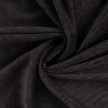 Tissu Velours Côtelé lavé Eden envers fausse fourrure uni Noir