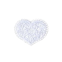 Lot de 3 écussons thermocollants en dentelle coeur 3,6cm x 3,4cm