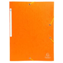 Chemises à élastiques carte lustrée 3 rabats monobloc - Orange - x 50 - Exacompta