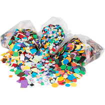 Mosaïques en papier cartonné, dim. 10+15+20 mm, ca. 80000 pièce, ass. de couleurs, 8x180 gr/ 1 Pq.