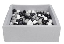 Piscine à balles pour enfant, 90x90 cm, Aire de jeu + 300 balles noir,blanc,gris - Velinda