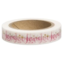 Washi Tape Love, blanc, 10mm, rouleau 15m