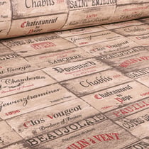 Tissu Toile de Coton Cuvée de vins sur fond Beige - Au mètre