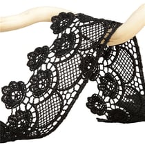 Bobine 13,7m guipure fleurs 45mm Noir