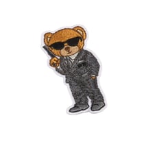 Lot de 3 écussons thermocollants ourson star agent secret 5,5cm x 2,5cm