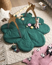 Tapis de Jeu pour Enfants Vert en Coton Matelassé 110 x 110 cm en Forme de Trèfle Accessoire Chambre Style Moderne