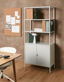Meuble de Rangement de Bureau Gris Clair en Métal Acier Thermolaqué avec 5 Étagères Style Moderne Indistriel