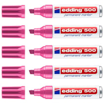 Lot de 5 marqueurs permanents - EDDING - Pointe biseautée 2-7 mm - Rose