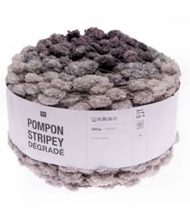 Fil à tricoter Pompon Stripey Dégradé 400GR - Rico Design 0006 Gris