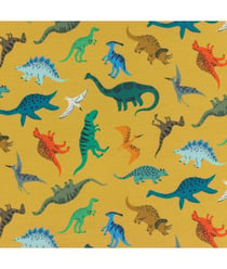 Tissu coton Dashwood Jurassic sur fond jaune de 110 cm de largeur Jaune vendu par 50 cm
