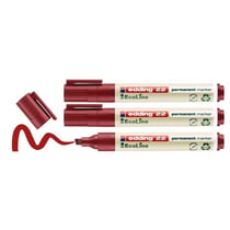 Lot de 3 marqueurs permanents - EDDING - EcoLine 22 - Pointe biseautée 1-5 mm - Rouge