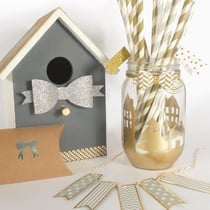 25 pailles en papier 20 cm - doré