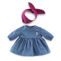 Robe en Jean Manches Longues & Foulard pour poupon 30 cm