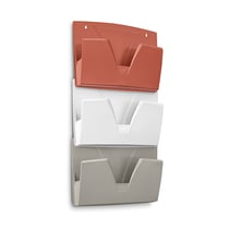 Lot de 3 corbeilles murales rangement documents TerraNova Terracotta Blanc Sable - CEP
