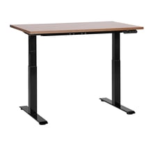 Bureau Électrique Réglable Plateau Bois Foncé et Structure Acier Noir 120 x 72 cm Hauteur Ajustable Assis Debout Pieds Carrés Design Moderne