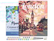 Peinture par Numéro Figured'Art avec Cadre - Affiche de voyage Londres en fleurs - Kit de Loisir Créatif DIY Numéro d'Art Complet - 40x50cm toile tendue sur châssis