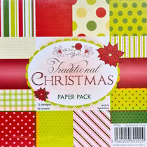 36 papiers fantaisis assorties 15.2 x 15.2 cm Wild Rose Studio TRADITIONAL CHRISTMAS