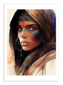 Affiche 50 x 70 cm -  Watercolor Tuareg woman V2 - Chromatic fusion studio