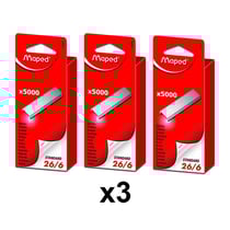 Lot de 3 boîtes de 5000 agrafes Standard 26/6 - Maped