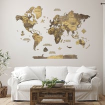 Carte du Monde en Bois 3D CREATIFWOOD Chocolate, M (100 x 70 cm) - Décoration Murale