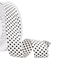 Bobine 15m Ruban pois polyester Blanc et noir