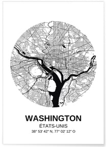 Affiche Carte Washington | A3 : 29,7x42cm