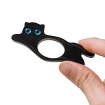 Bague de lecture en bois massif motif chat-noir