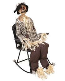 Automate Épouvantail sur chaise à bascule - animé, sonore, lumineux - 120cm