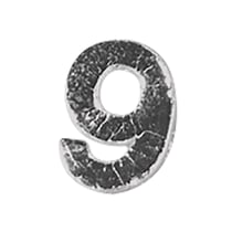 Chiffres en cire - 9 - , argent, 9mm, 2 pces
