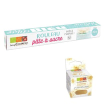 Pâte à sucre en rouleau Ø 36 cm bleue + paillettes dorées