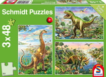 Puzzle 48 pièces - 3 Puzzles - Dinosaures - Schmidt Spiele