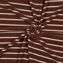 Tissu Jersey Velours Eponge fil teint rayé Blanc sur fond Terracotta