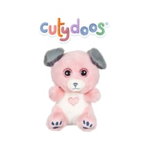 Peluche - Peluche Chien rose poudré et gris "Cutydoos Love" - 13 cm